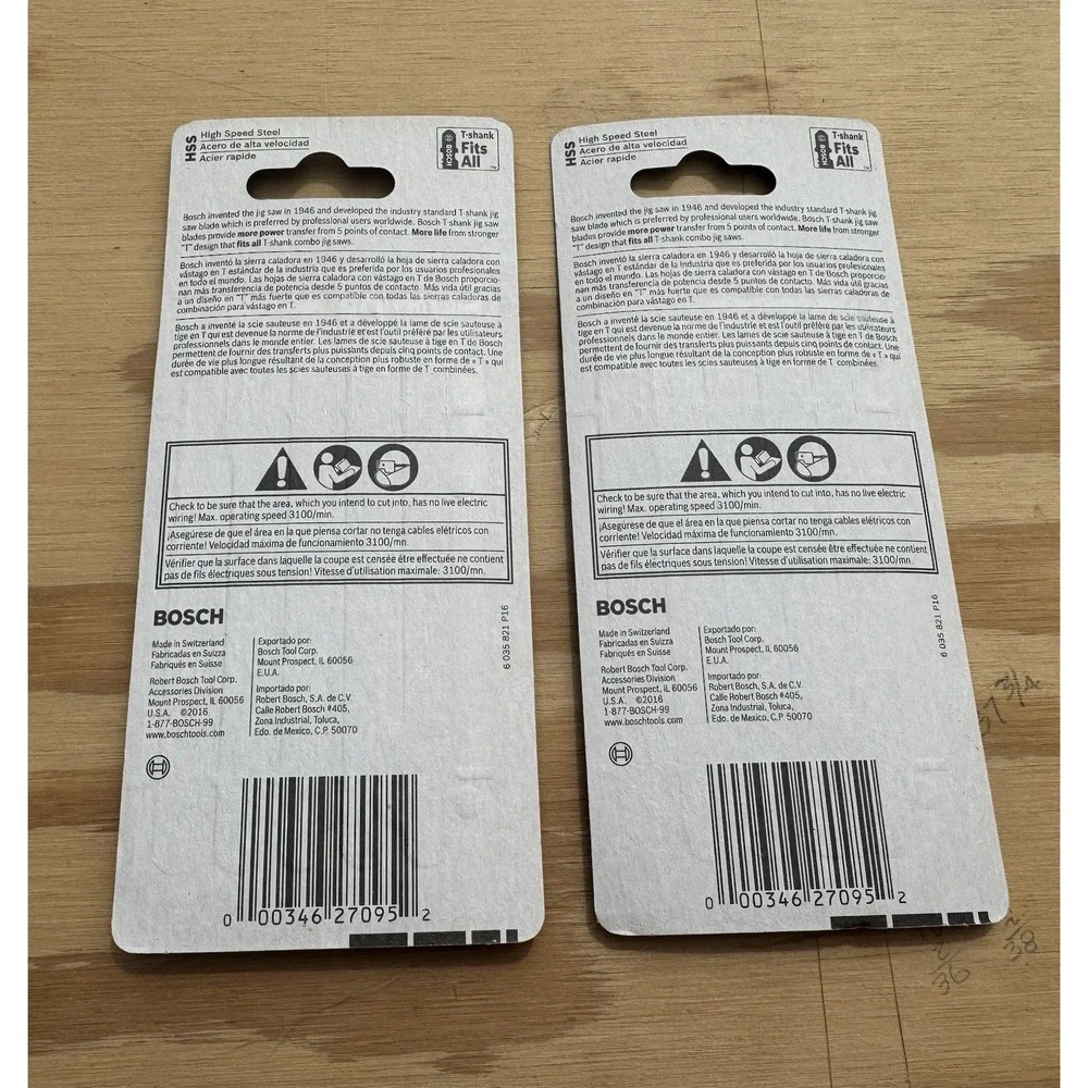 2 pkgs BOSCH T218A 5Pc 17-24 TPI T Shank Jig Saw Blades 3-5/8